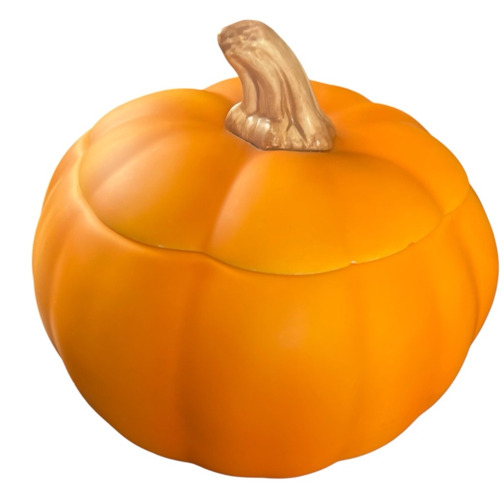 Telefloraa Gift Orange Pumpkin Cookie, Candy Jar with Lid Ceramic 7"x 5.5"